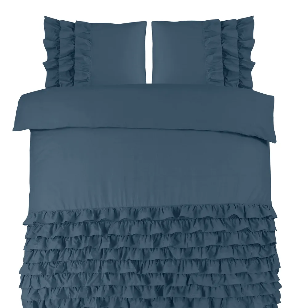 Duvet Cover Mussel Blue Ruffles