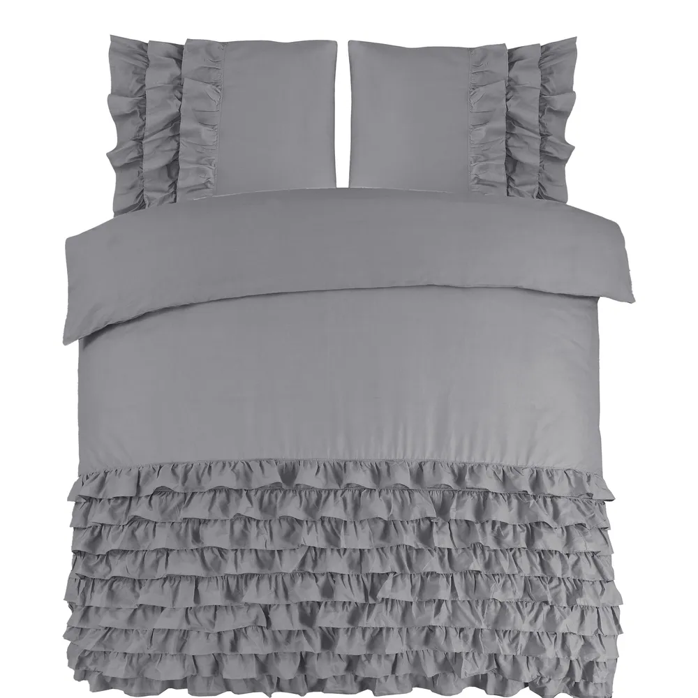 Dekbedovertrek Pewter Ruches