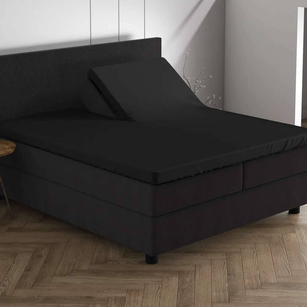 Dubbel Jersey Splittopper Hoeslaken Zwart