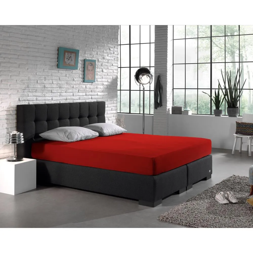 Dubbel Jersey Hoeslaken Rood