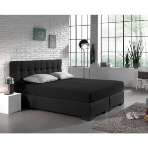 Dubbel Jersey Hoeslaken Zwart