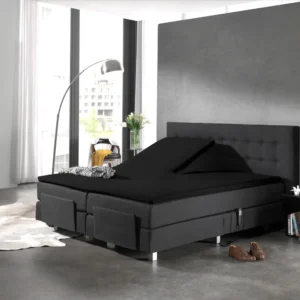 Katoenen Splittopper Hoeslaken Zwart