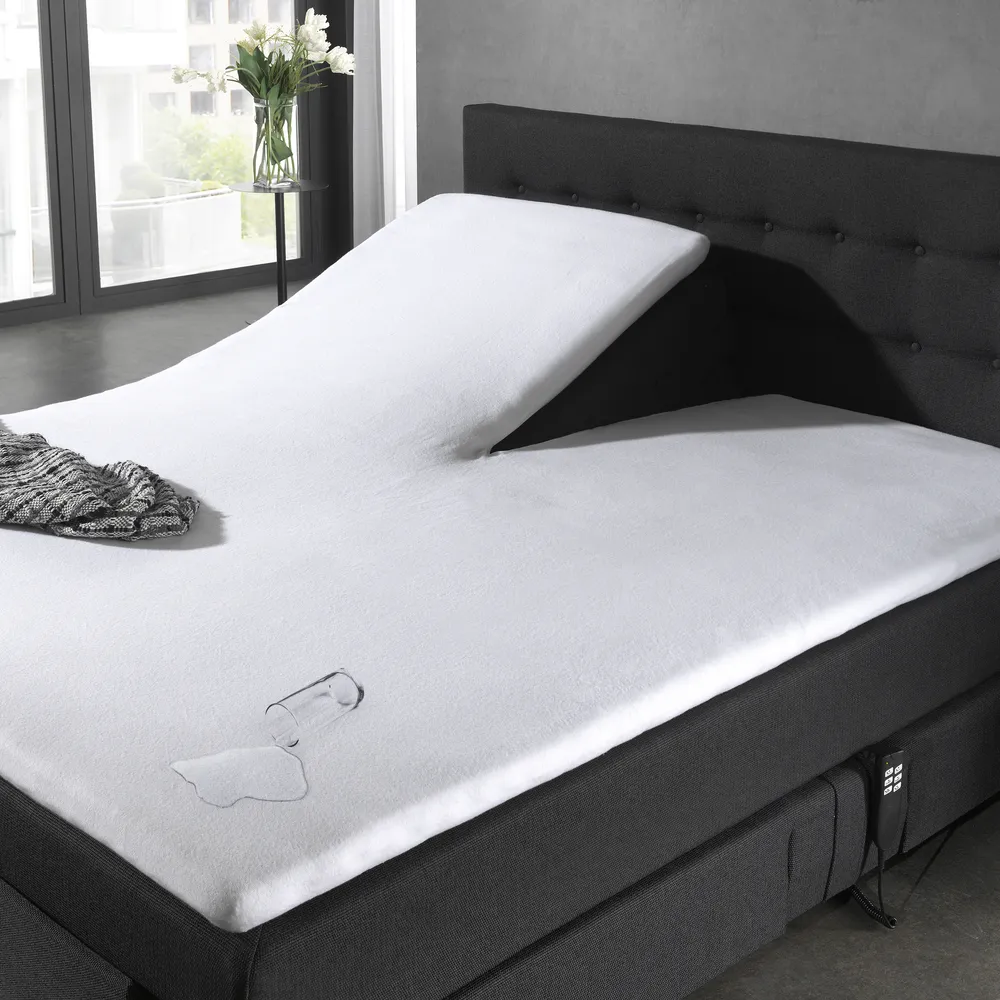 Waterdichte Molton Splittopper Hoeslaken Wit