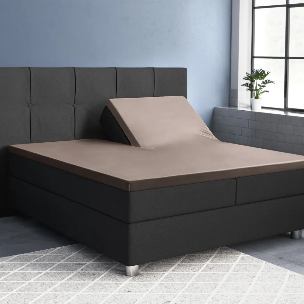 Satijnen Splittopper Hoeslaken Taupe
